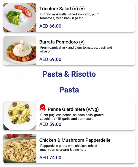 Carluccio's Menu in The Dubai Mall,Downtown Dubai, Dubai 