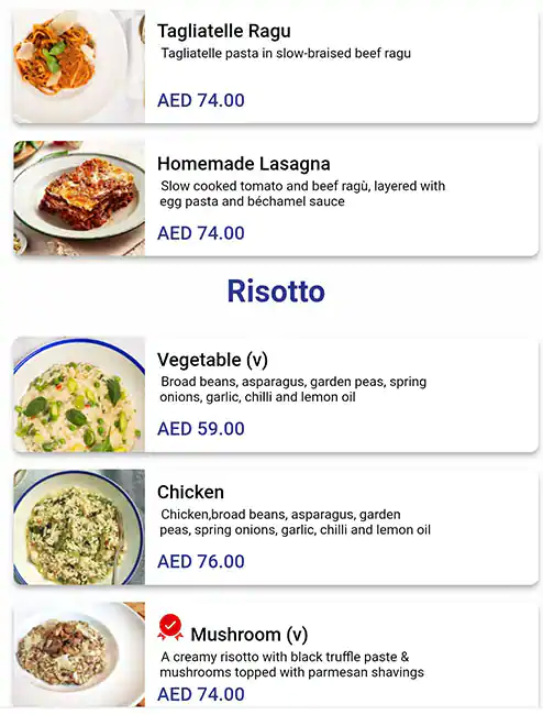 Carluccio's Menu in The Dubai Mall,Downtown Dubai, Dubai 