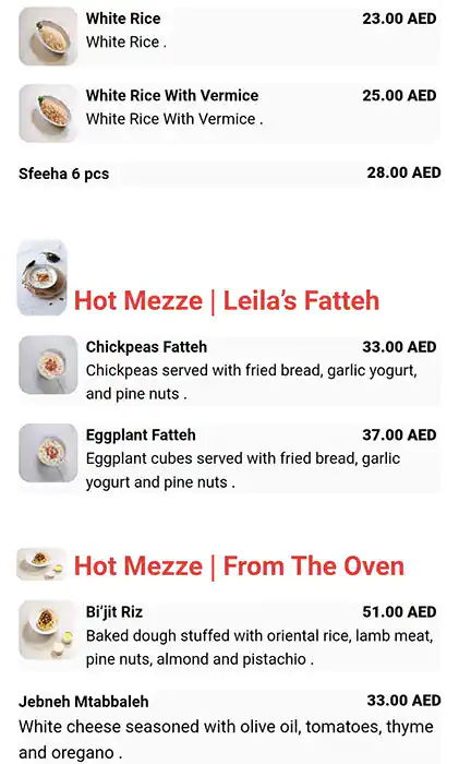 Leila Menu in City Centre Mirdif, Mirdif, Dubai 