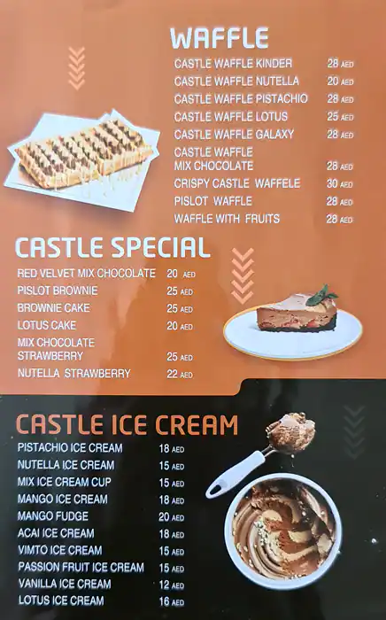 Crepe Castle Cafe Menu in Jumeirah Village, Dubai 