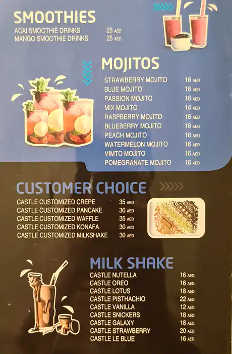 Crepe Castle Cafe Menu in Jumeirah Village, Dubai 