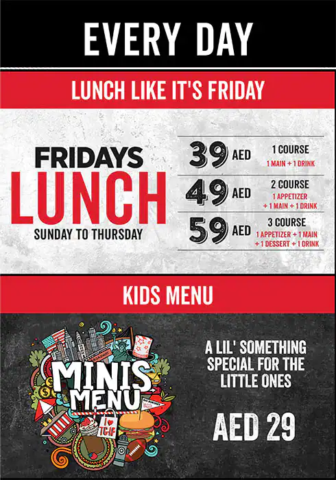 TGI Fridays Menu in Dubai Festival City Mall, Festival City, Dubai 