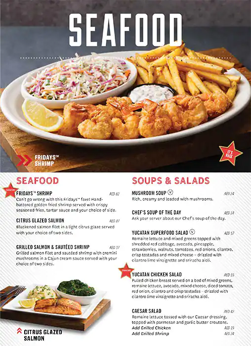 TGI Fridays Menu in Dubai Festival City Mall, Festival City, Dubai 