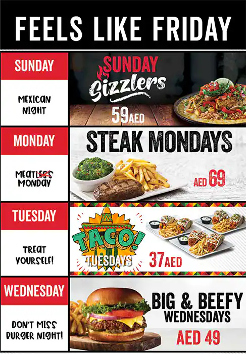 TGI Fridays Menu in Dubai Festival City Mall, Festival City, Dubai 