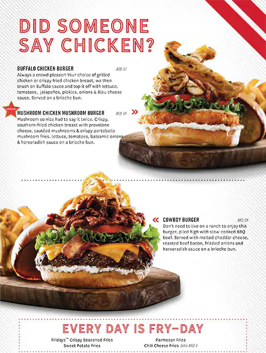 TGI Fridays Menu in Dubai Festival City Mall, Festival City, Dubai 