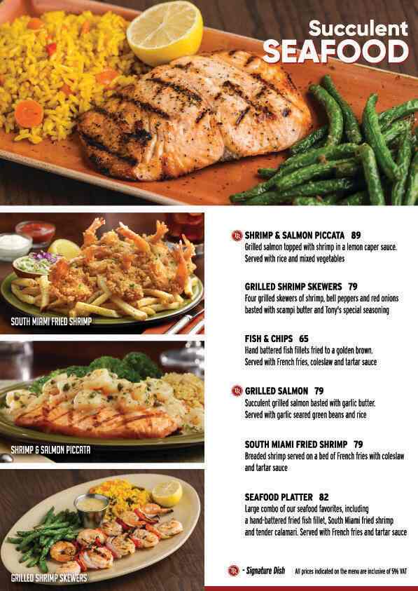 Tony Roma's Menu in Trade Centre Area, Dubai 