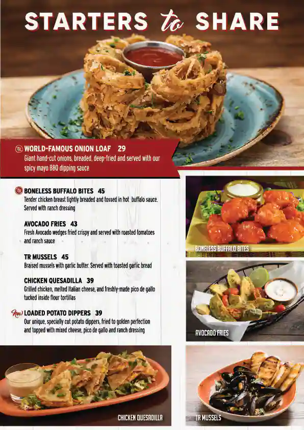 Tony Roma's Menu in Trade Centre Area, Dubai 