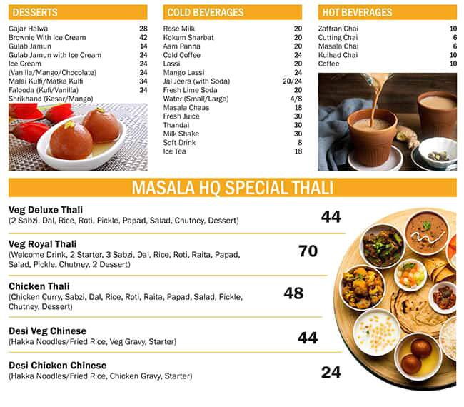 Masala HQ Menu in Burj Khalifa Area 