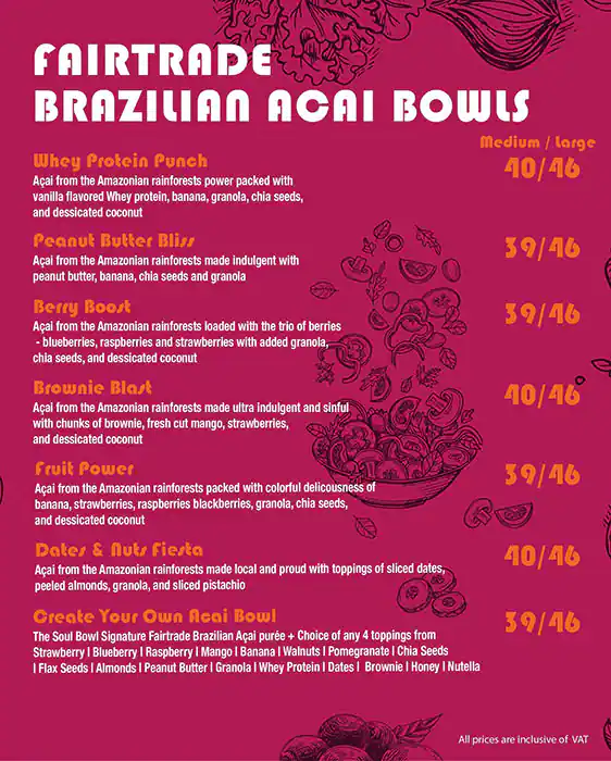 The Soul Bowl Menu in Bur Dubai 