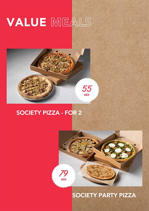 Society Pizza Menu in Deira 