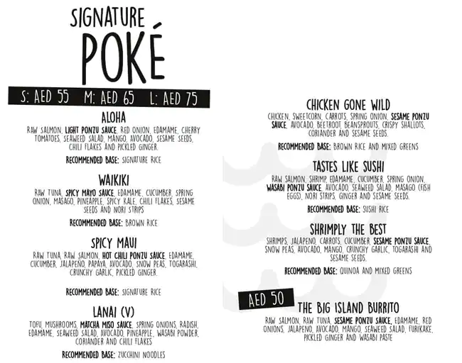 Poke and Co Menu in Barsha 