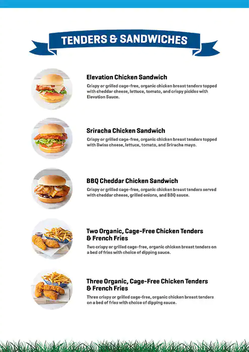 Elevation Burger – Ingredients Matter Menu 