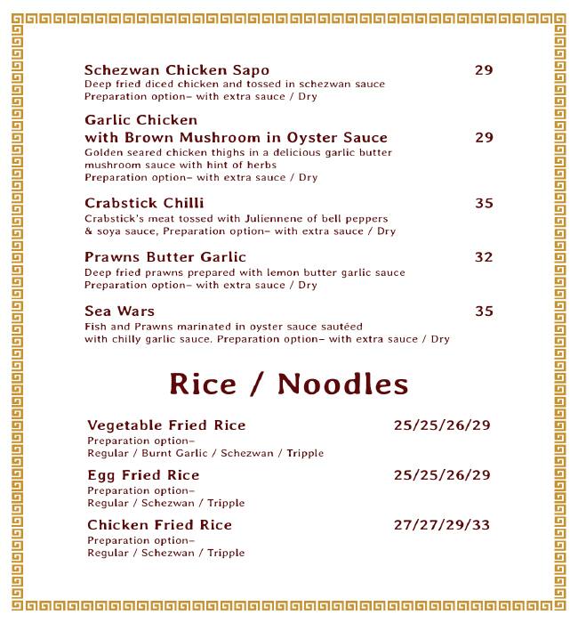 Chopstix Menu in Bur Dubai 