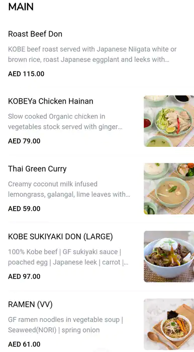 Kobeya Menu in  Marina Walk, Dubai Marina, Dubai 