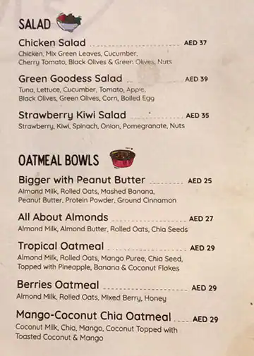 Swirl Bowls Menu in Kite Beach, Umm Suqeim, Dubai 