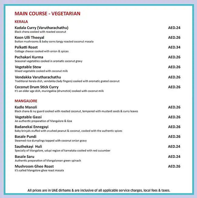 Rasa Coastal Vibes Menu in Fortune Atrium Hotel, Al Karama, Dubai 