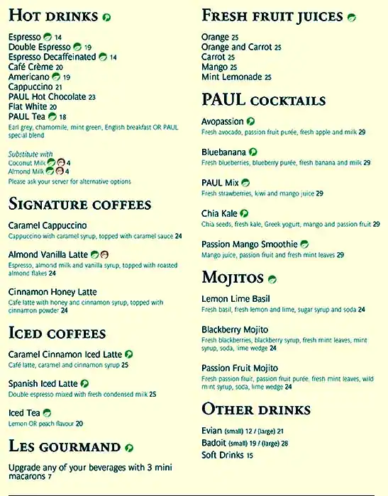 PAUL Bakery & Restaurant - مطعم ومخبز بول Menu 