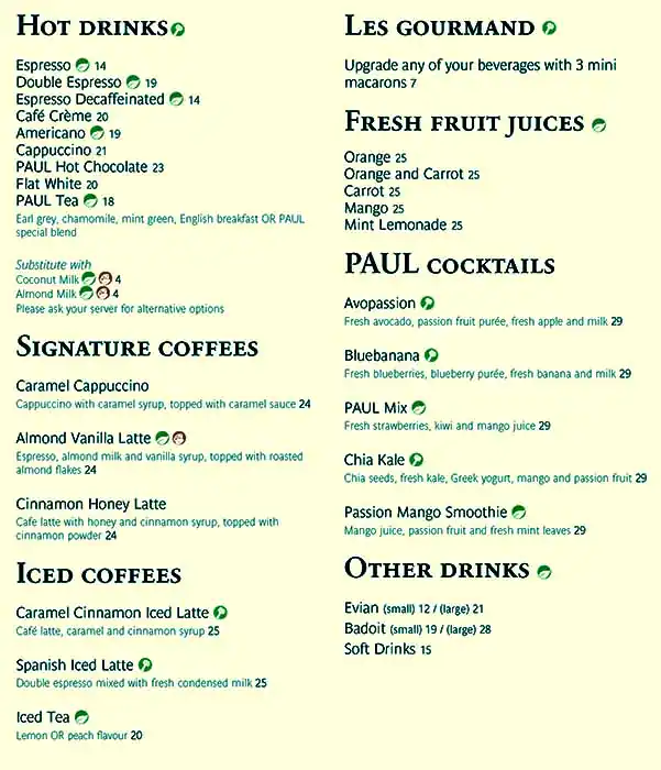 PAUL Bakery & Restaurant - مطعم ومخبز بول Menu 