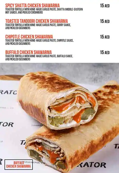 Tarator - Shawarma Wraps & Bowls Menu 