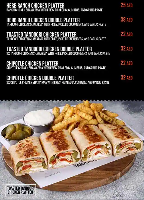 Tarator - Shawarma Wraps & Bowls Menu 