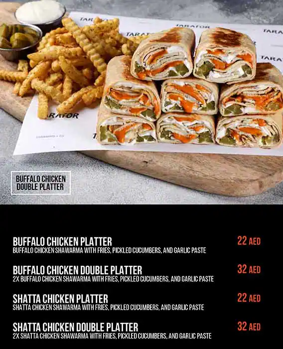 Tarator - Shawarma Wraps & Bowls Menu 