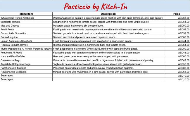 Pasticcio by Kitch-In Menu in Burj Khalifa Area 