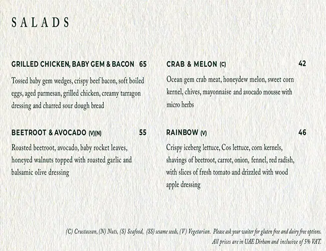 Tribes Menu in Mall of the Emirates, Al Barsha, Dubai 