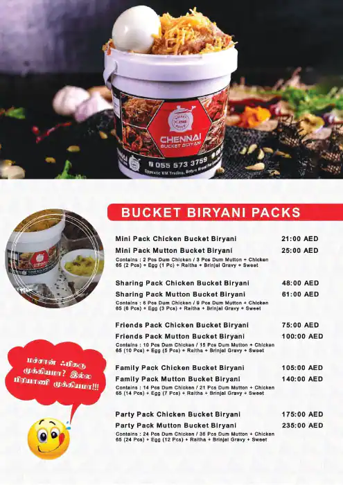 Chennai Bucket Biryani Menu in Al Karama, Dubai 