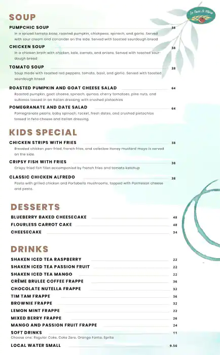 La Pasta Di Maria Menu in New Dubai 