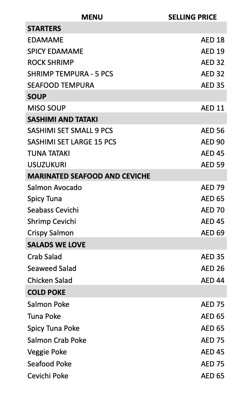 Poke Bol Menu in Burj Khalifa Area 