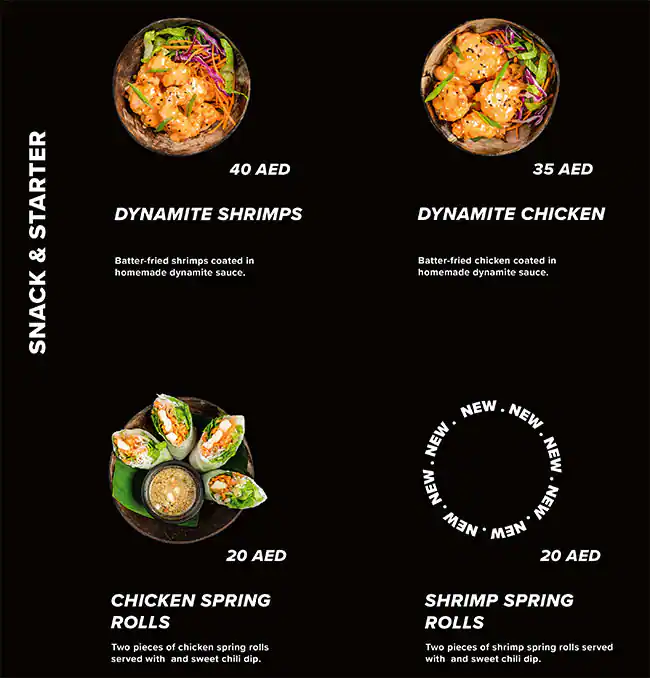 Pitaya Thaï Street Food Menu in Bluewaters Island, Dubai 