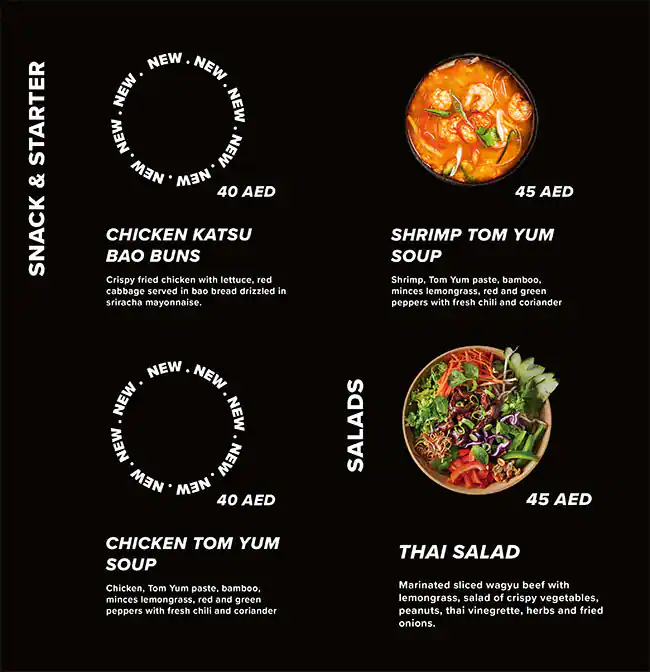 Pitaya Thaï Street Food Menu in Bluewaters Island, Dubai 