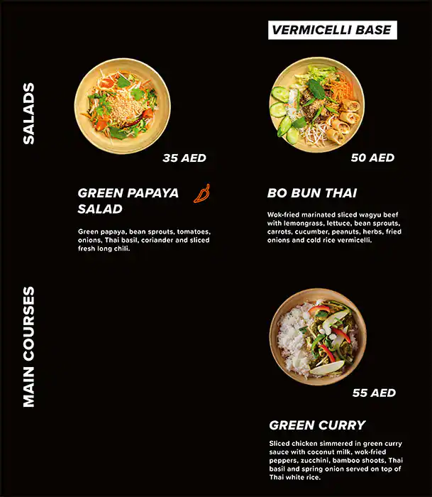 Pitaya Thaï Street Food Menu in Bluewaters Island, Dubai 