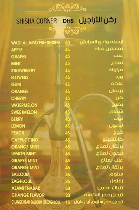 Wadi Al Arayesh Menu in Al Karama, Dubai 