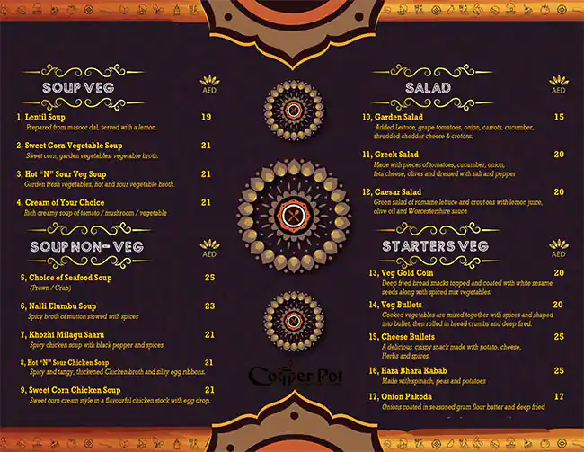 Copper Pot Menu in Panorama Hotel Bur Dubai, Mankhool, Dubai 