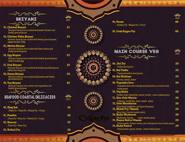 Copper Pot Menu in Panorama Hotel Bur Dubai, Mankhool, Dubai 