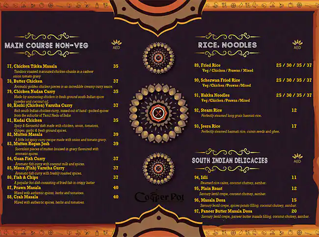 Copper Pot Menu in Panorama Hotel Bur Dubai, Mankhool, Dubai 