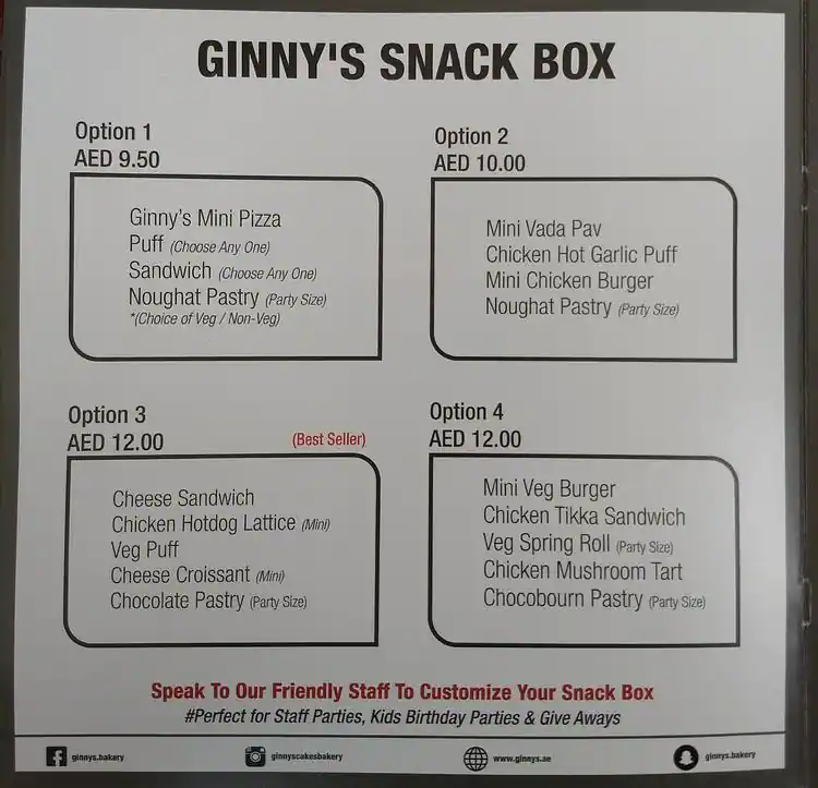 Ginny's - جينيس Menu in Al Karama, Dubai 