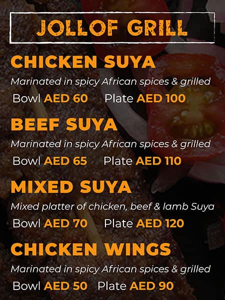 Jollof House Restaurant Menu in Burj Khalifa Area 