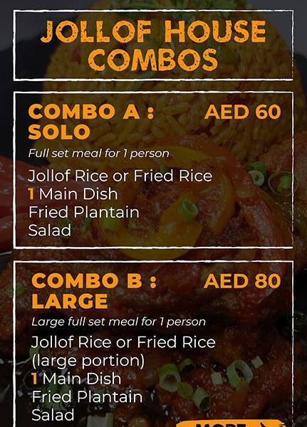 Jollof House Restaurant Menu in Burj Khalifa Area 