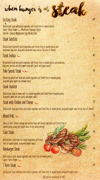 Yoko Sizzlers Menu in Al Karama, Dubai 