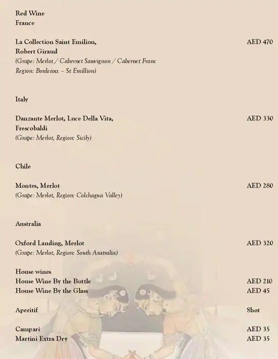 Mumtaz Mahal - Arabian Courtyard Hotel and Spa Menu 