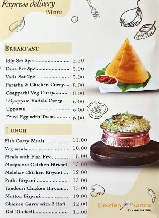 Golden Sands - جولدن ساندز Menu 