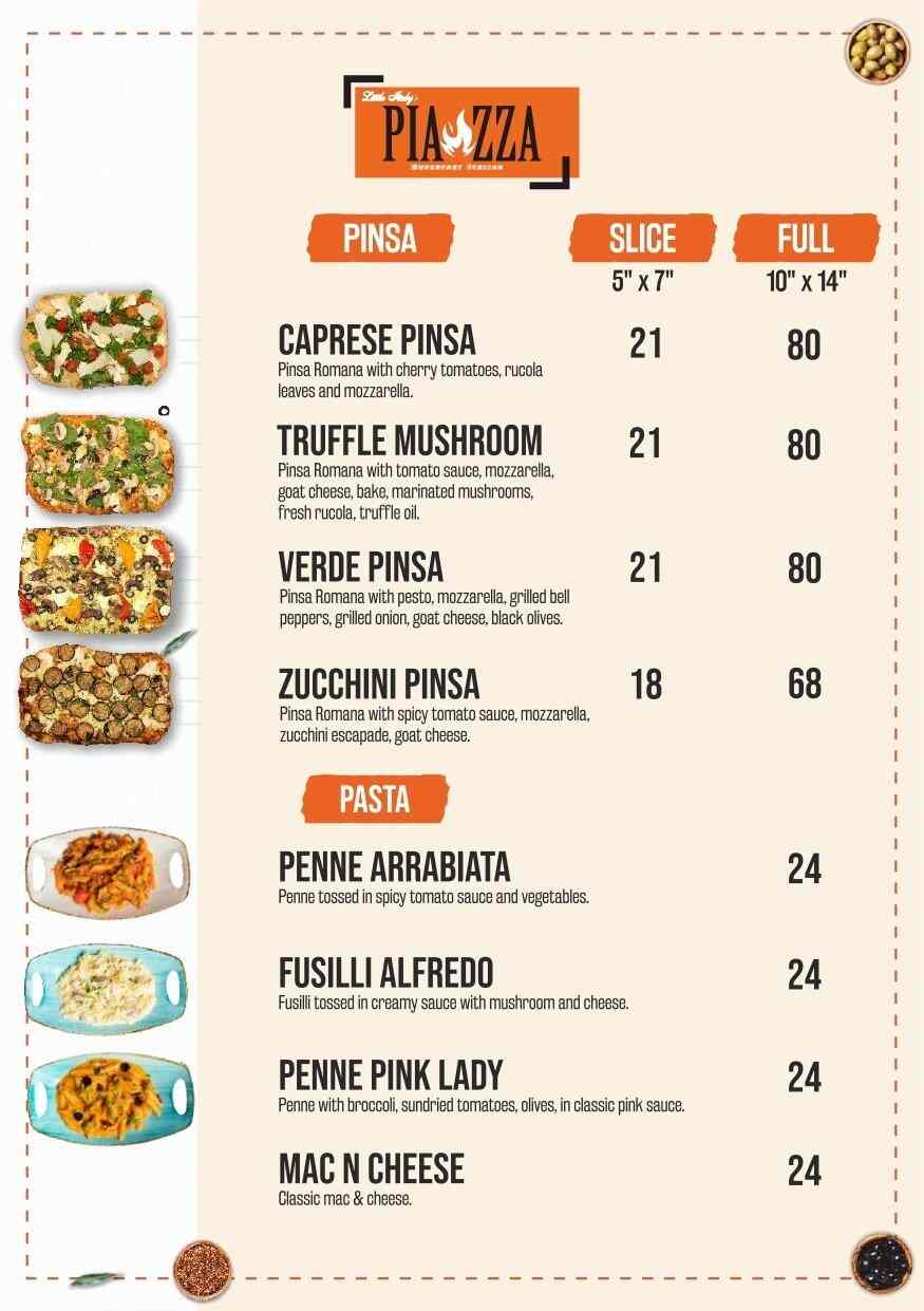 Piazza Menu in Bur Dubai 