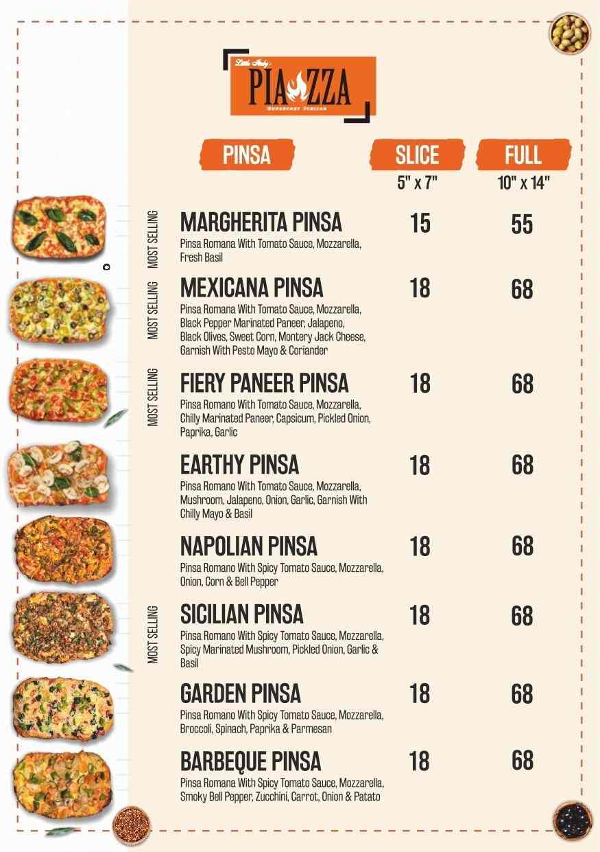 Piazza Menu in Burj Khalifa Area 