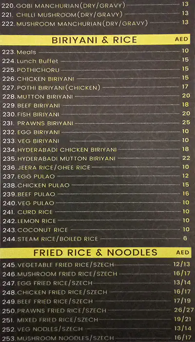 Kayaloram Restaurant Menu in Al Karama, Dubai 