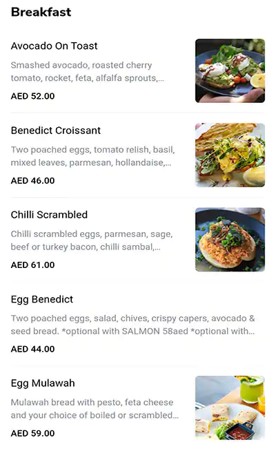 Best restaurant menu near Jumeirah