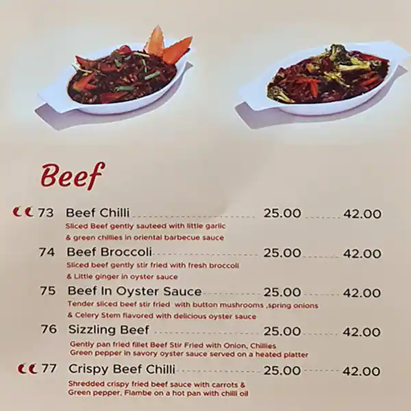 China Town Menu in Central Mall, Mankhool, Dubai 