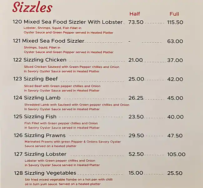 China Town Menu in Central Mall, Mankhool, Dubai 