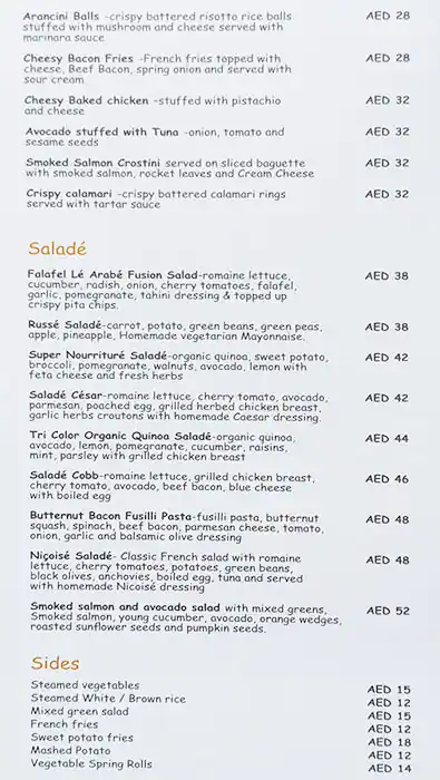 Bert's Cafe Menu in The Greens, Dubai 